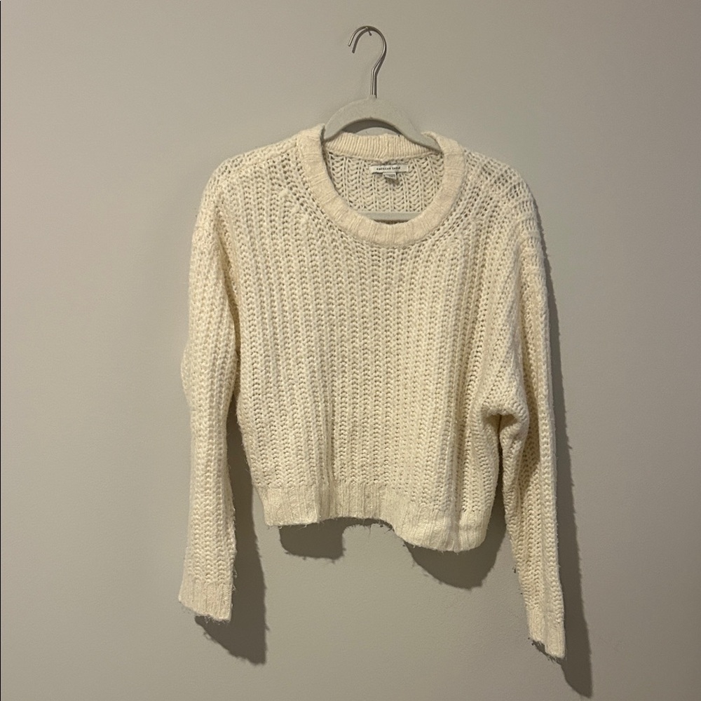 American Eagle Outfitters Cream Crew Neck Sweater